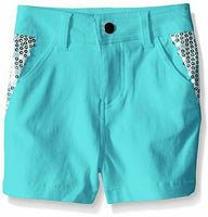 Dream Star Girls' Little Super Stretch Twill Short with Sequin Piecing, Aqua, 6