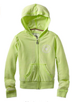 Southpole Girls' Soft Knit Full Zip Hoodie with Heart Detail Neon Green Size M