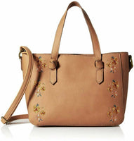 T-Shirt & Jeans Mini Satchel with Floral Embroidery, Blush