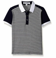 AXNY a.x.n.y Boys' Little Stripe Contrast Polo, Navy, 2/3