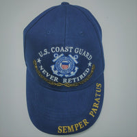 US Coast Guard Never Retired, Semper Paratus, Baseball Cap Hat, Blue