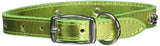 OmniPet Signature Leather Dog Collar with Paw Ornaments, Metallic Lime Green,...
