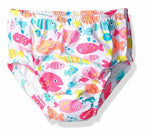 Swim Time Girls' Reusable Swim Diaper UPF 50+ with Side Snaps, White Fish, 3-6M