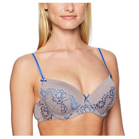 Cybele - Women's Floral Lace Padded Underwire Bra - Stone/Blue - 36C