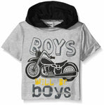 Gerber Graduates Boys Hooded Short Sleeve T-Shirt, Motorcycle Grey, 12 Months