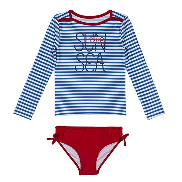 Nautica Girls' Rashguard Swim Suit Set 24m