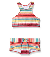 Billabong Big Girls' Surfin Billa Hi Neck Two Piece Swimsuit Set, Multi, 8