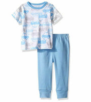 Rene Rofe Baby Boys' 2 Piece Side Snap Tee Shirt & Pants, Blue Cars, 3-6 Months