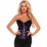 Starline Women's Feather & Lace Satin Corset Purple Small