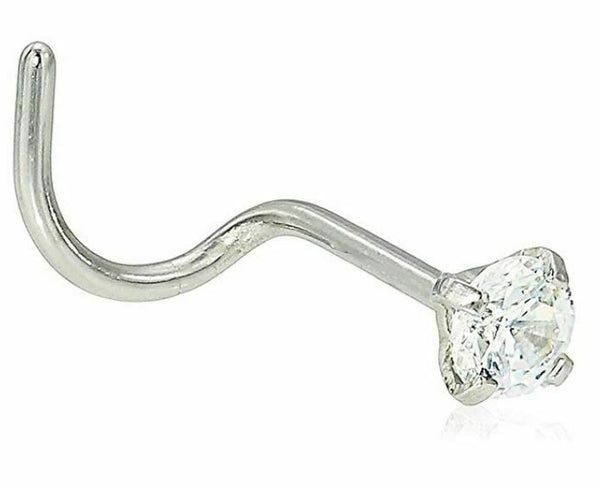 Women's Surgical Silver Stainless Steel Cubic Zirconia Nose Body Piercing 1 Size