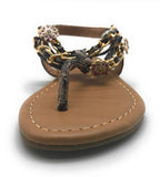 Sarah Jayne Girl's Shore T-Strap Jeweled Kid's Sandal, Taupe Brown, 10 M Toddler