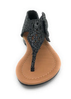 Sarah Jayne Girl's Ginger Bow Slingback Thong Sandal Black Toddler Size 7 M US