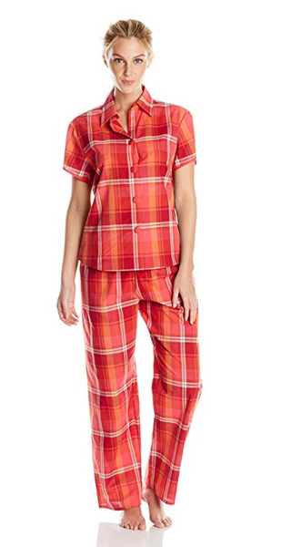 Cyberjammies Women's Suki Check Pajama Set, Red Mix 10/Medium