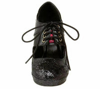 Pleaser Bordello Women's Grind-03 Oxford Black Glitter Size 7