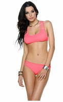 Blvd Collection by Forplay Women's Redondo Beach 2 Piece Bikini, Coral, Medium