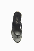 Jay Michaels Isabella Women's Wedge Abaca Sandal, Black, 10 Narrow US