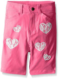 Dream Star - Girls' Sand Pink Stretch Twill Bermuda Short W/ Lace Hearts - 6X