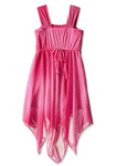 My Michelle Girls' Big Ombre Glitter Hem Dress with Beaded Waistband Fuchsia 10
