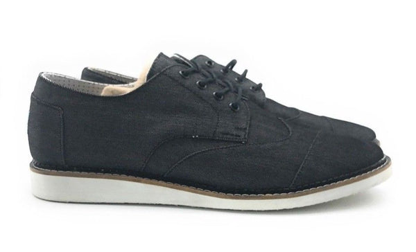 TOMS Men's Brogues Oxford Casual Lace Up Shoe Black Denim 12 M US