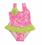 Flap Happy Little Girls UPF 50+ Serena Swimsuit & Ruffle Skirt, Hula Hibiscus, 2