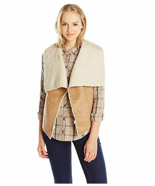 Celebrity Pink Juniors' Faux Shearling Vest , Camel, Small