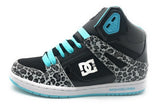DC Shoes Womens Rebound High SE High-Top Skate Shoes Black Blue Leopard 6.5 M US
