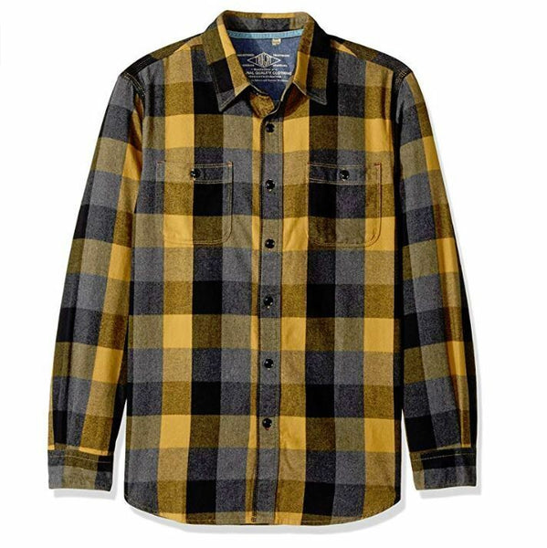 True Grit Mens Roadtrip Plaid Two Pocket Heather Long Sleeve Flannel Shirt Small