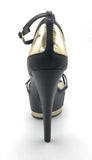 Shi by Journeys Womens Black Gold T-Strap Sandals Platform DION 7.5 M US