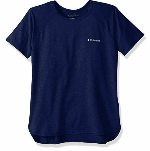 Columbia Girls Silver Ridge Ii Short Sleeve Tee, Carbon Heather Blue, Large