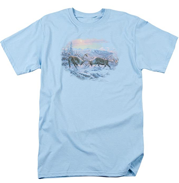 Trevco Men's Wildlife Short Sleeve T-Shirt, Light Blue, Medium