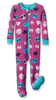 Petit Lem Girls' Printed Footed Pajamas, Emoji Cat, 18 Months