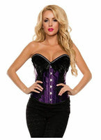 Starline Women's Feather and Lace Satin Corset, Purple, Large