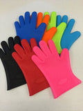 Heat Resistant Silicon Oven Mitts BBQ Gloves Dishwasher Safe Set of 2 Blue
