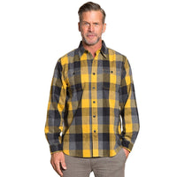 True Grit - Men's Road Trip Plaid L/S 2 Pocket Shirt - College Yellow - Small