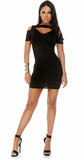 Blvd Collection Women's Swank Short Sleeve Coldshoulder Cutout Dress, Black, Sm