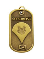 U.S. Army Specialist E-4 Engravable Dog Tag Necklace / Keychain