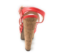 Shi by Journeys Womens Kali Platform Chunky Cork Heeled Sandal, Coral Orange, 7M
