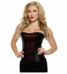 Starline Women's Lace Trim Corset with Square Neckline, Red, Medium