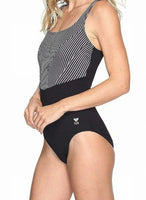 TYR - Womens Monroe Stripe Aqua Controlfit One Piece Swimsuit - Black/Gray - 24