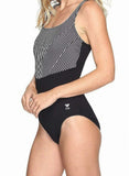 TYR - Womens Monroe Stripe Aqua Controlfit One Piece Swimsuit - Black/Gray - 24