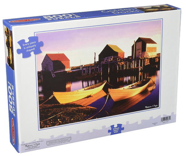 Melissa & Doug 500 Piece Puzzle- Golden Docks Boats In Water By The Shore