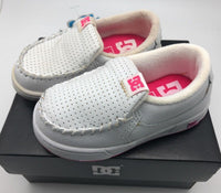 DC Shoes Villain Toddler Round Toe Leather White Pink Loafer Size 6