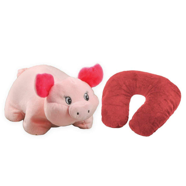 Snoozies - 2-in-1 Plush Snuggle Animal Travel Pillow - Petunia the Pig