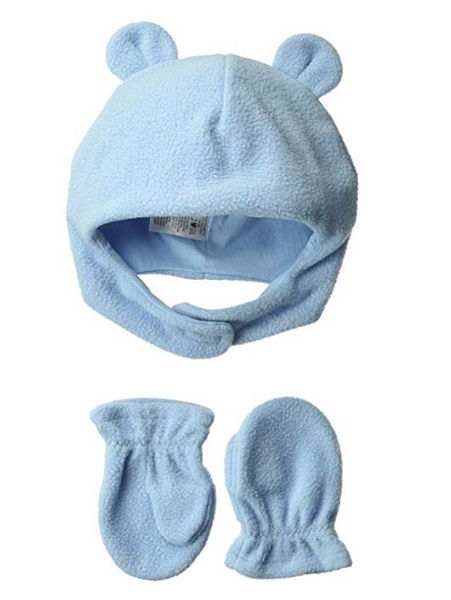 Luvable Friends Fleece Hat & Mitten Set for Toddlers - Light Blue - Size 3T