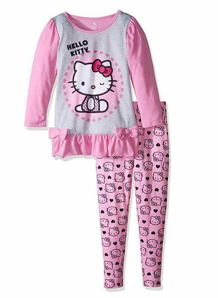 Hello Kitty Little Girls' Toddler 2 Piece Sleepwear Legging Set, Pink, 2T