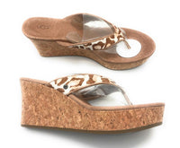 UGG Women's Natassia Calf Hair Wedge Sandal, Spring Leopard, Size 9.5 B(M) US