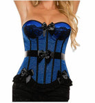 Starline Women's Satin Bow Detailed Corset, Blue/Black, 2X