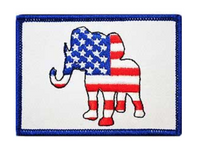 Republican Party Elephant Logo Embroidered Iron-On Patch, 3.5" x 2.75"