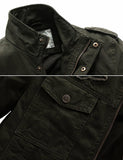 WenVen - Men's Fashion Patched Cotton Jackets - Army Green - Size X-Large