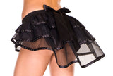Music Legs Women's Long Back Multi-Layer Ribbon Trim Mini Skirt Black